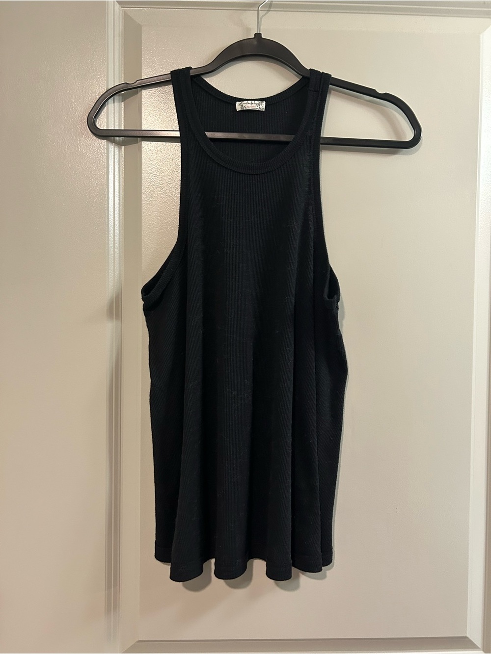 Free People Black Ribbed Scoop Neck Tank